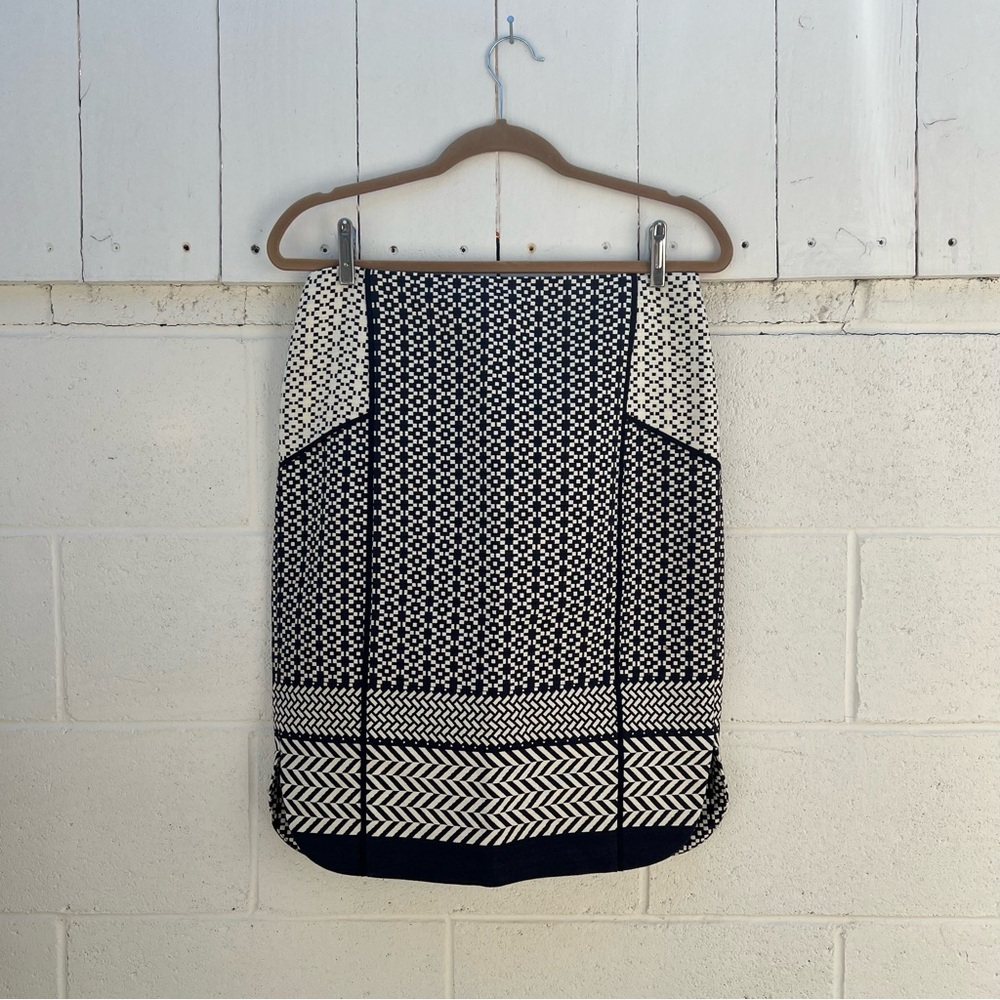 J. Crew Black and Cream Checkered Skirt